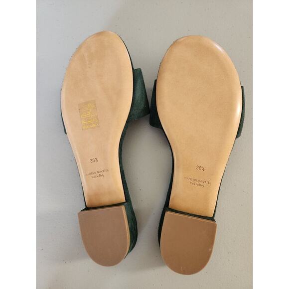 New Mansur Gavriel Suede Flat Slide Sandal Size 36.5 Dark Green - Picture 7 of 8